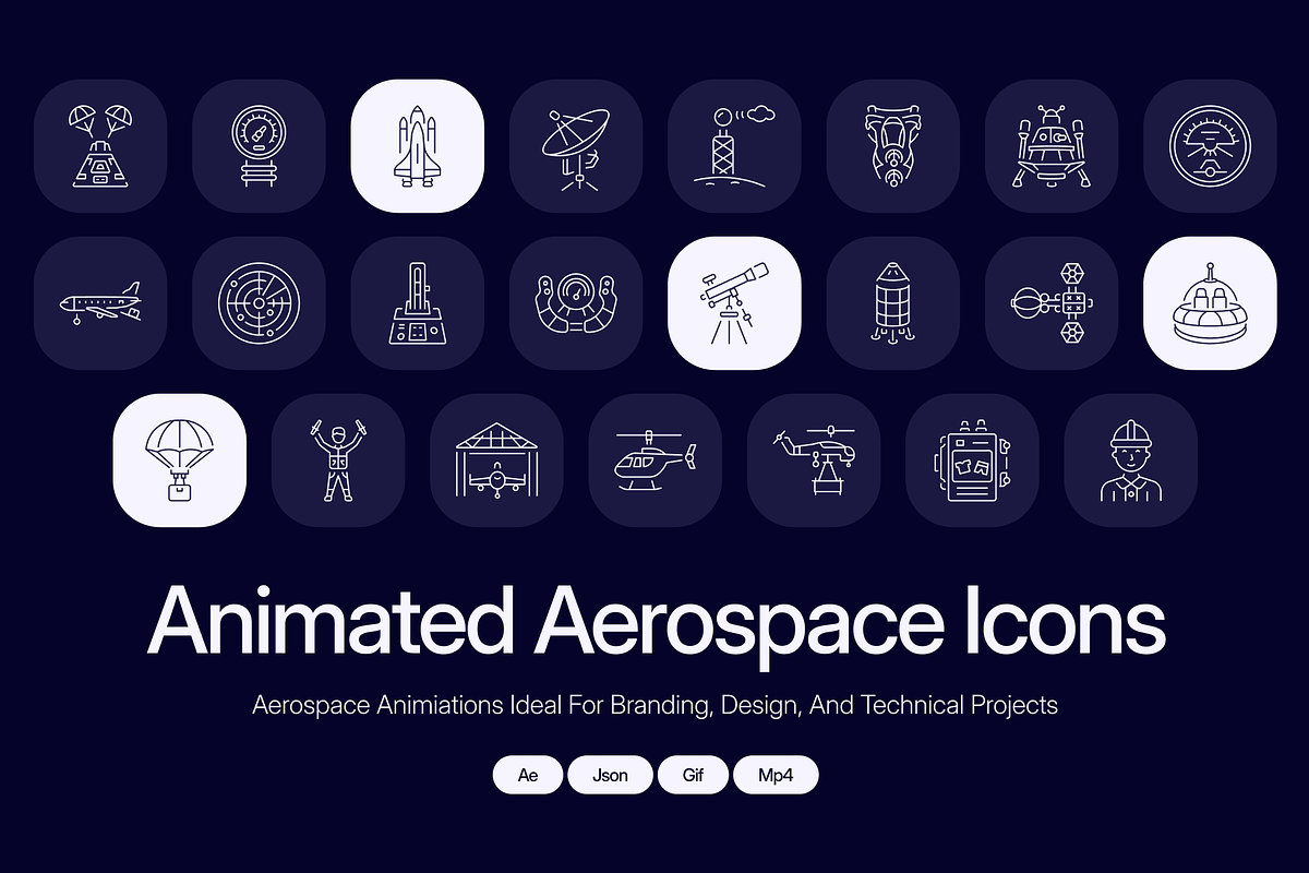 Animated Aerospace Icon Art Set, an Outline Icon by Prosymbols (Photo 1 of 4)