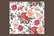 Seamless Flowers Rose Chamomile, a Pattern Graphic by Vintage (Thumbnail 2 of 6)