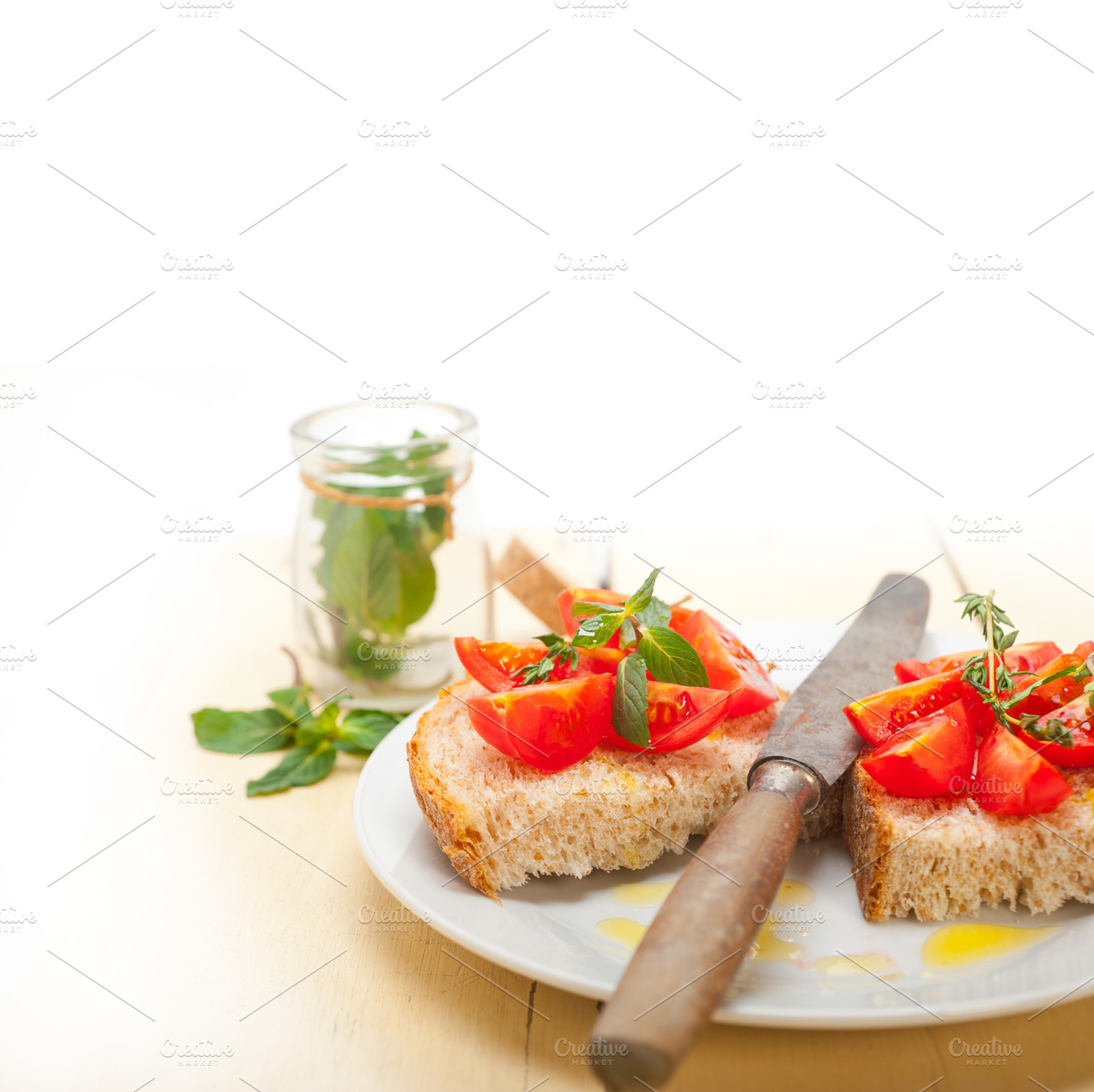 Italian bruschetta stock photo containing thyme and mint, a Food & Drink Photo by keko64