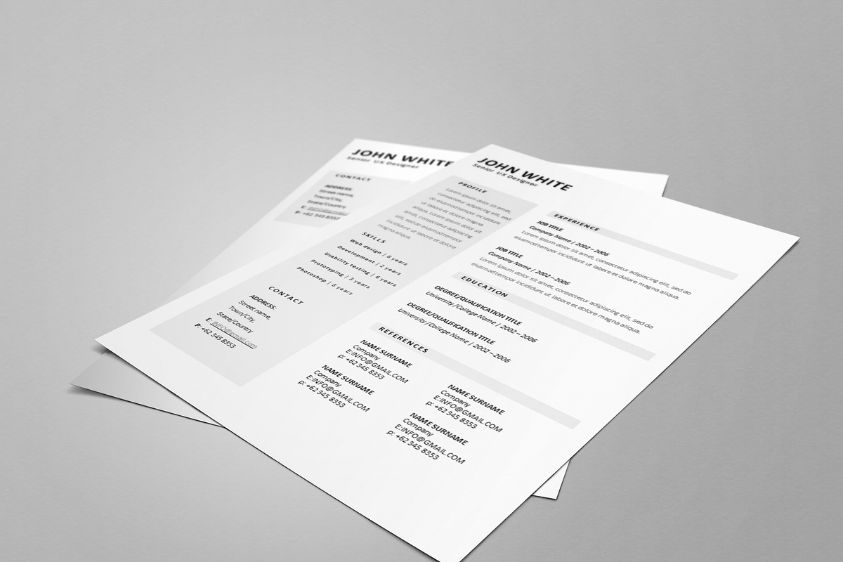 One page Resume CV + cover letter 1, a Resume Template by UX Design Mastery Shop (Photo 2 of 4)