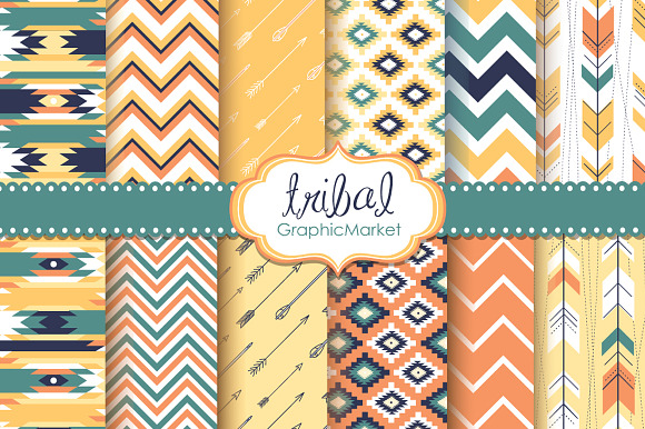 Tribal Backgrounds,Ikat Navajo Aztec preview 6