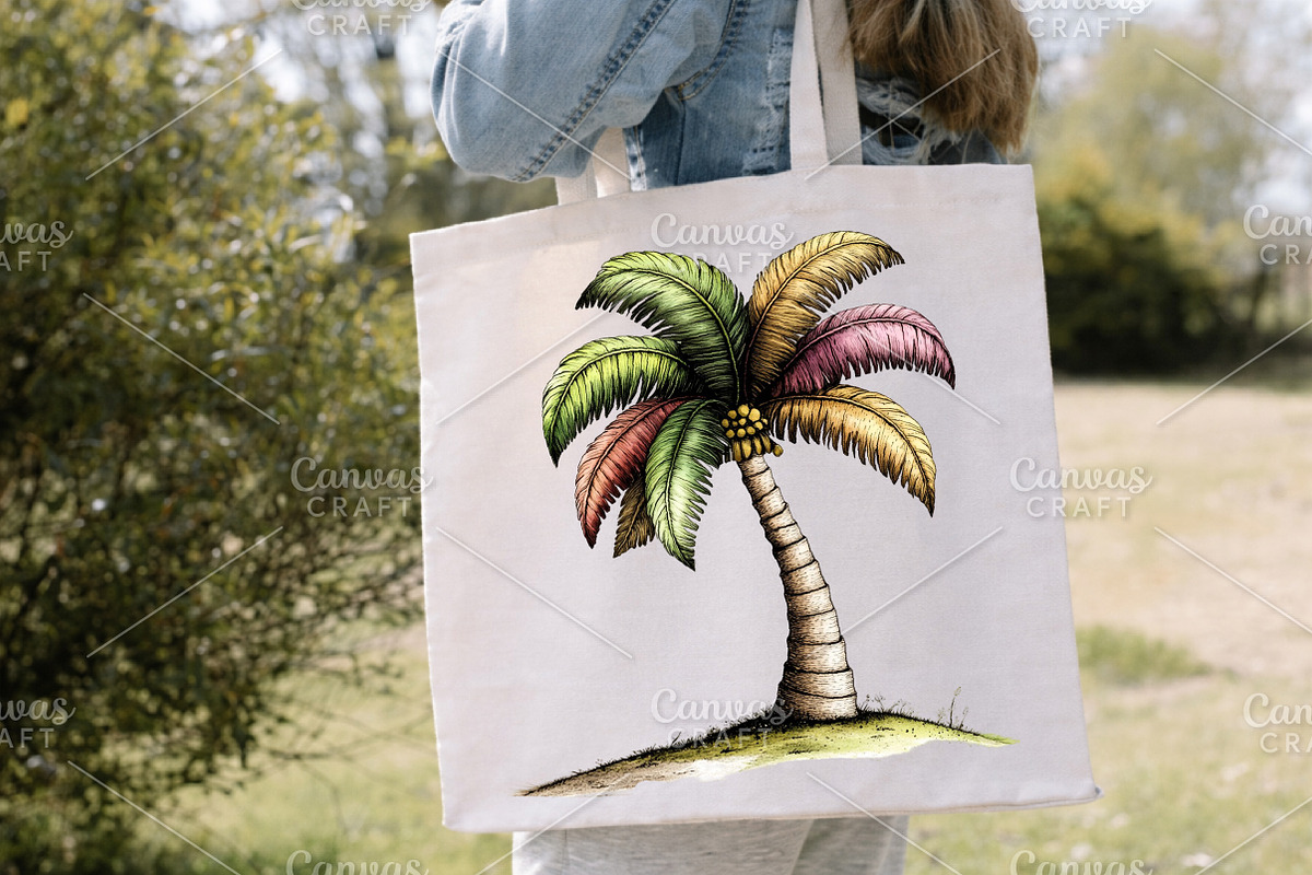 Whimsical Summer Palm Tree Clipart, an Illustration by Canvas Craft (Photo 7 of 7)