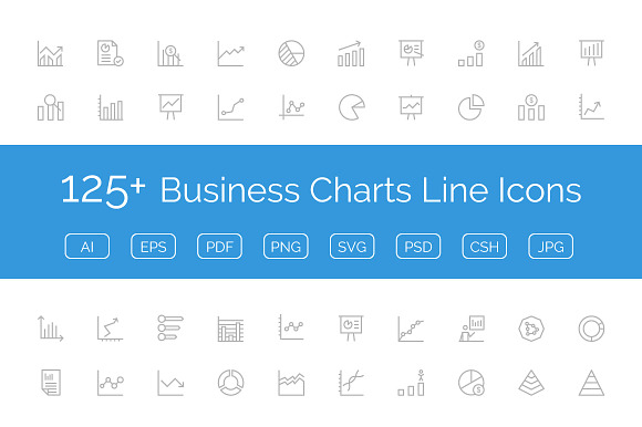 125 Business Charts Line Icons
