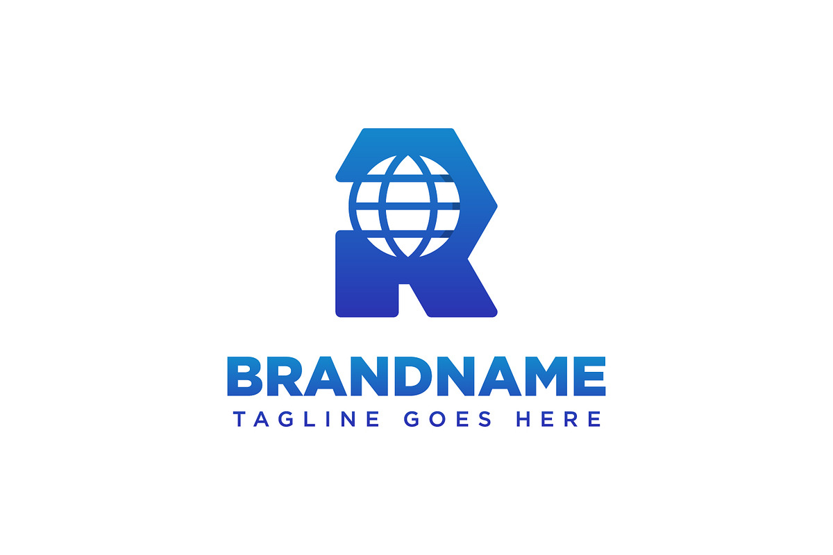 Letter R Globe Technology Logo