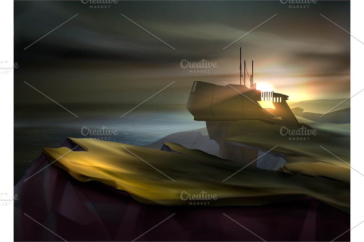 Vector Futuristic Landscape Set, a Technology Illustration by Zonda (Photo 6 of 12)