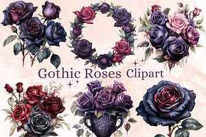 Watercolor Gothic Roses Collection