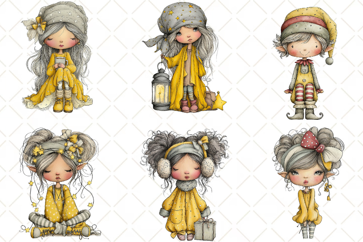 Whimsical Christmas Elf Clipart, an Illustration by Black Bird Studio (Photo 5 of 6)