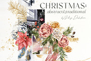 Christmas watercolor floral clipart, a Seasonal Illustration by Yuliya Derbisheva (Thumbnail 2 of 13)