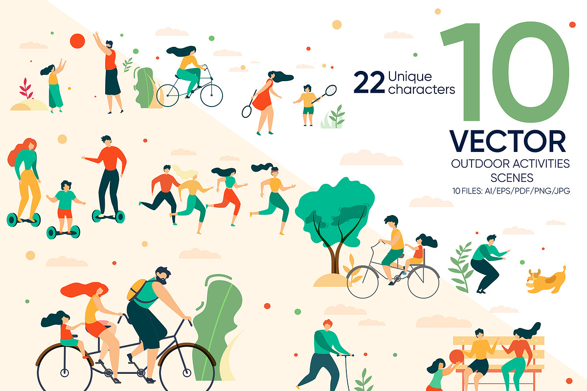 Outdoor Activities Vector Scenes, a Healthcare Illustration by Tera Vector (Photo 1 of 2)
