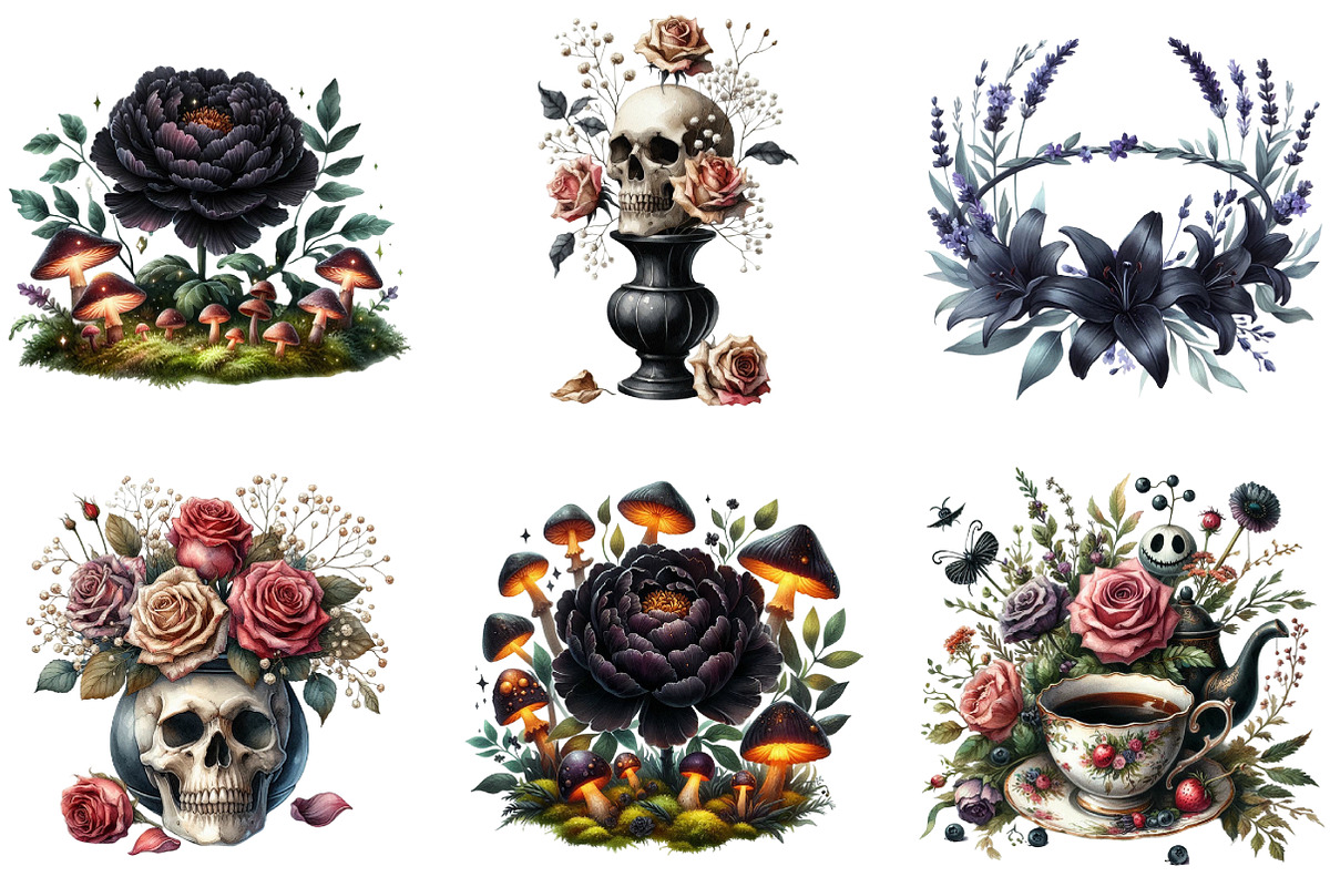 Halloween Flowers Clipart, an Illustration by DreamArtGraphic (Photo 2 of 5)