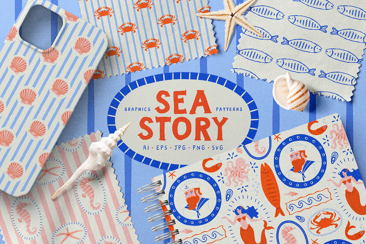 Sea Story: Graphics & Patterns, a Pattern Graphic by Dedraw Studio (Photo 1 of 15)