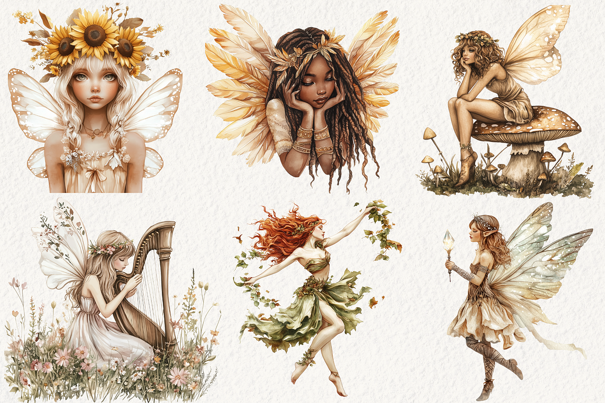Boho Fairy Clipart, an Illustration by NadiaTheronArt (Photo 4 of 5)