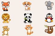 Cute Animals Clipart PNG Bundle, an Animal Illustration by maryamdesignarts (Thumbnail 3 of 9)