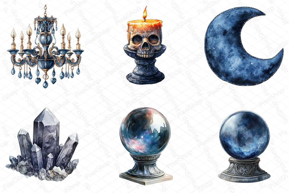 Watercolor Gothic Reverie Clipart Bu, an Illustration by DreamPrint404 (Photo 6 of 7)