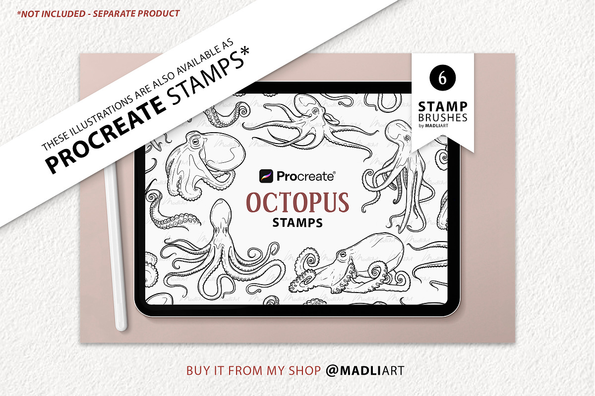 Octopus Vector Line Art Set, an Illustration by MadliArt (Photo 4 of 4)