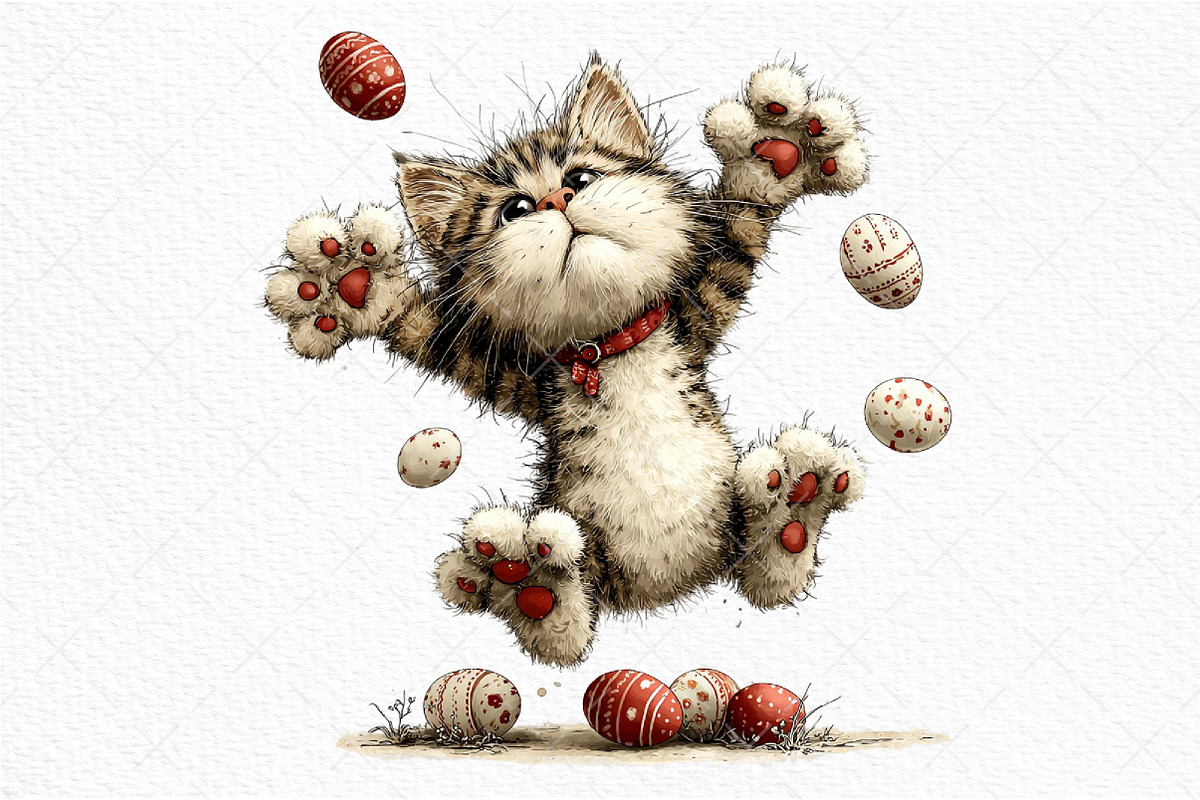 Whimsical Easter Cat Clipart PNG, an Illustration by Craft Nest (Photo 11 of 11)