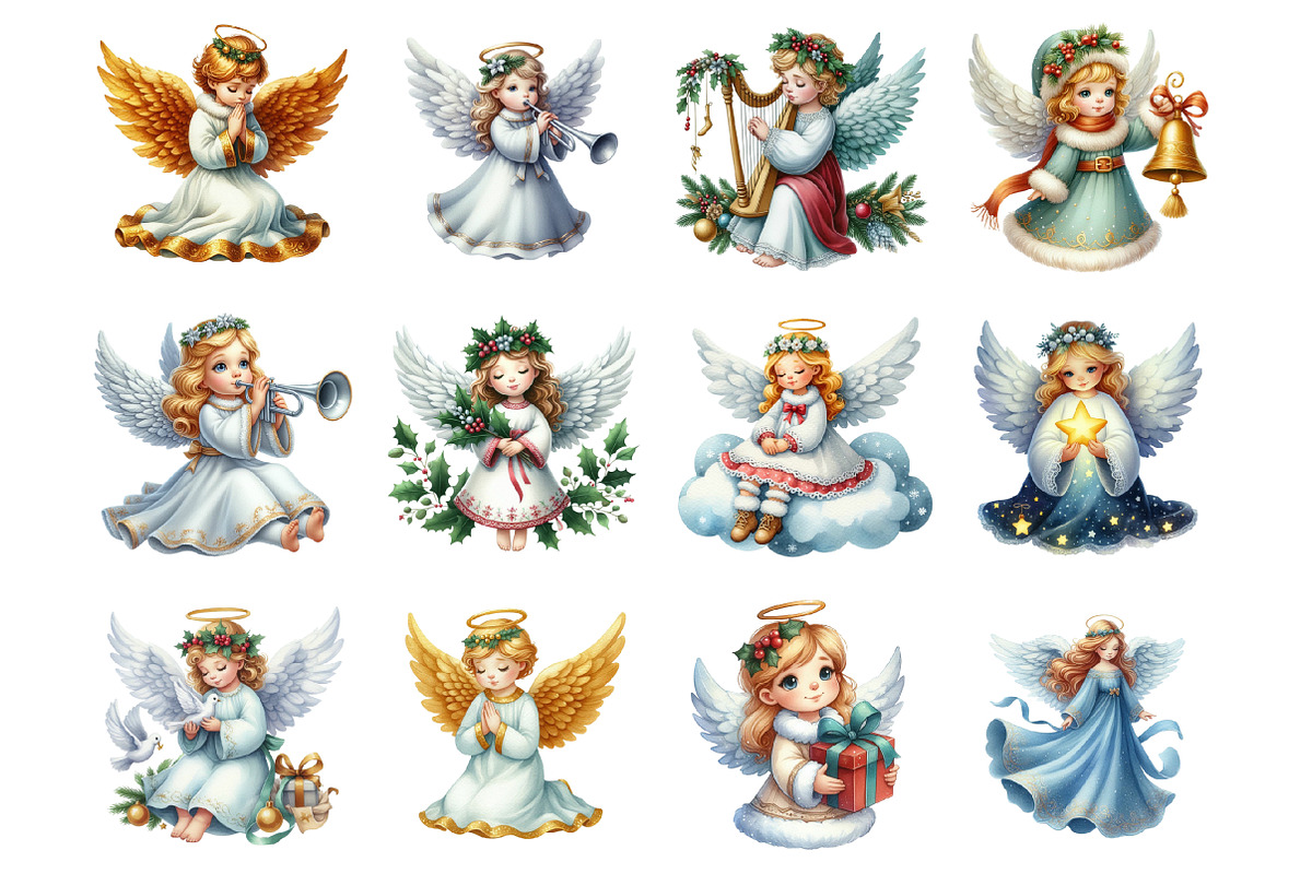 Christmas Angel Clipart Bundle, a Graphic by CitraGraphics (Photo 2 of 3)
