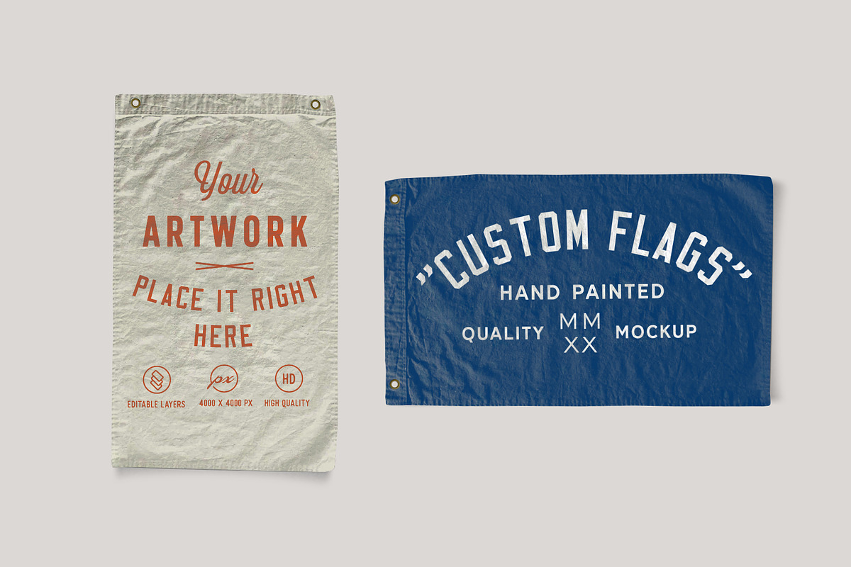Vintage Custom Flag Mockup, a Household Mockup by TIFFS (Photo 1 of 6)