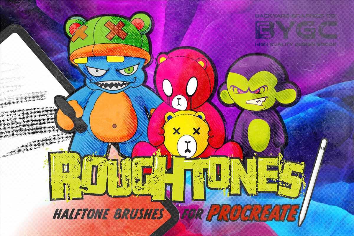 Procreate Halftones Brushes, a Brush Add-On by BackYard Graphics Co. (Photo 1 of 4)