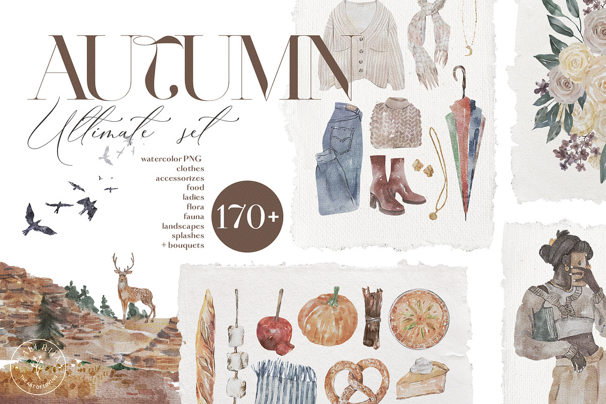 AUTUMN ULTIMATE watercolor set, an Animal Illustration by Kaleriia (Photo 1 of 12)