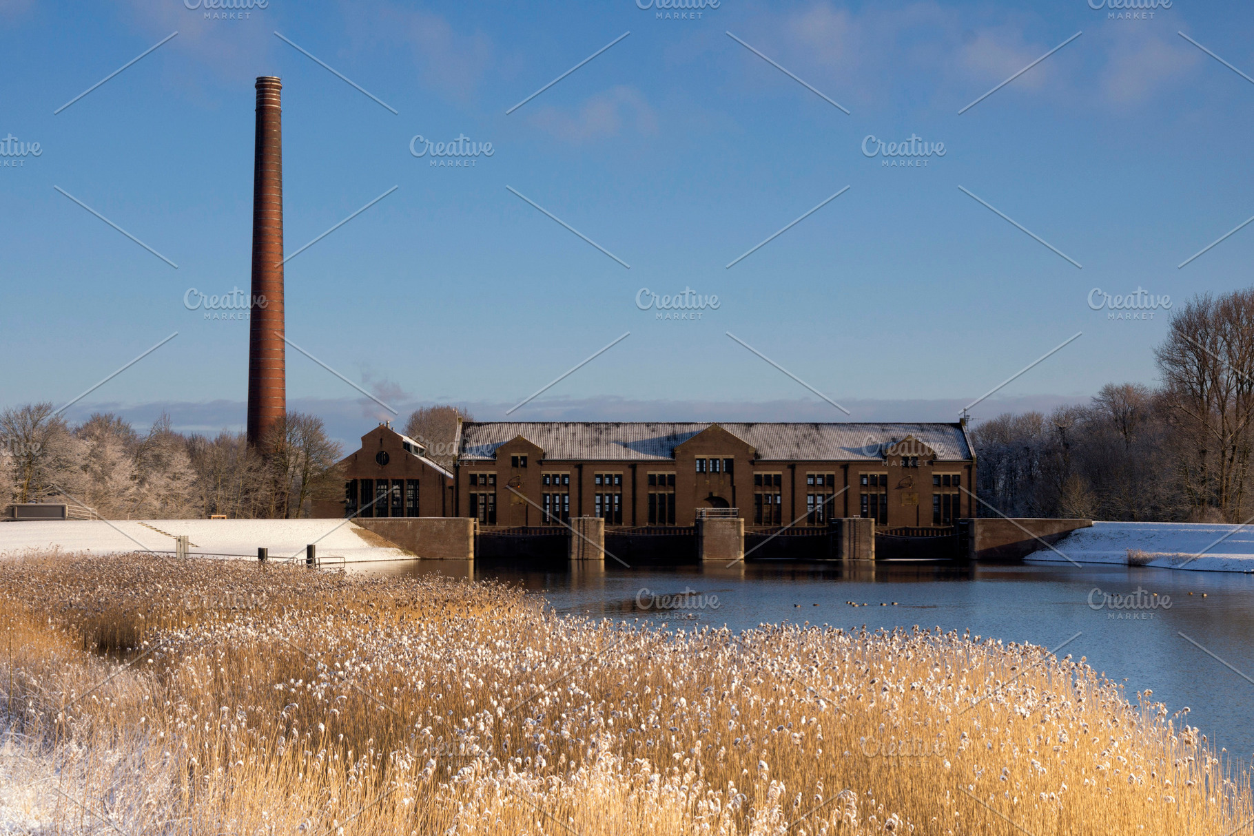 Wouda pumping station featuring chimney, friesland, and frisia, an Architecture Photo by John Stuij Photography