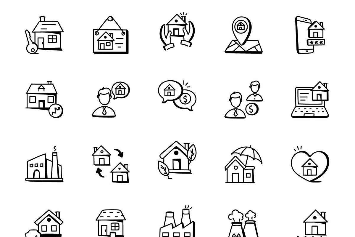 Real Estate Icons, an Outline Icon by Brickclay (Photo 9 of 9)