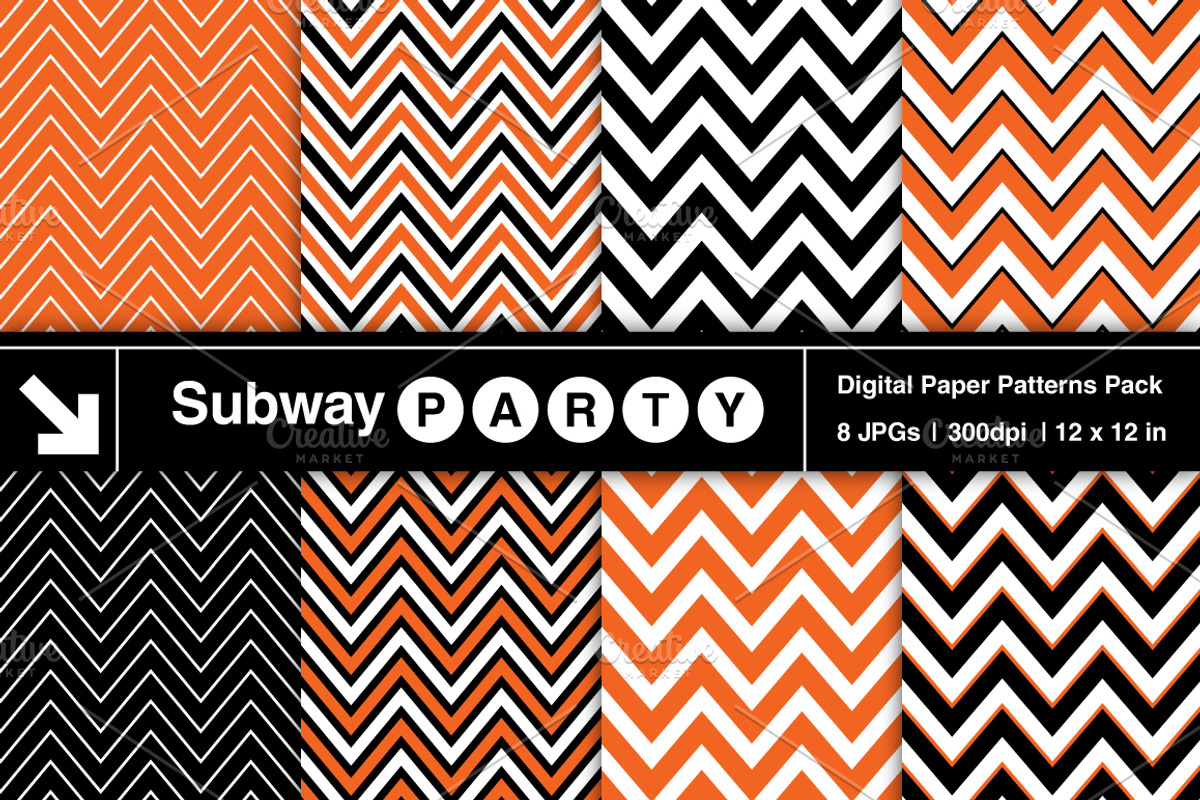 Halloween Orange Black White Chevron