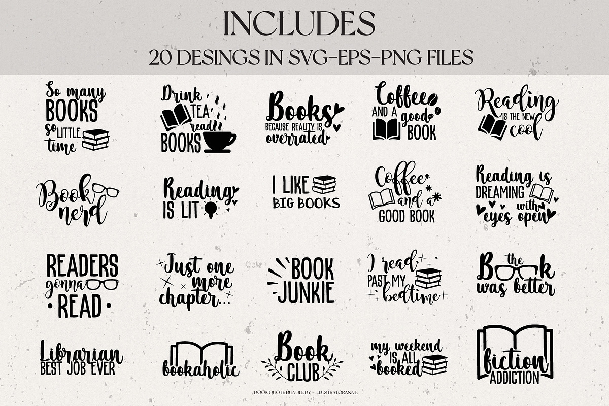 Book SVG Quote Bundle, an Object Graphic by IllustratorAnnie