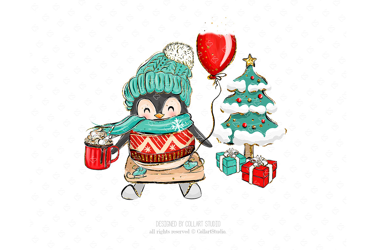 Winter Clipart, Cute Penguins, an Illustration by Collart Studio (Photo 7 of 10)