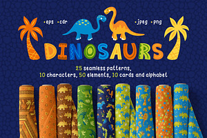 Dinosaurs patterns and alphabet