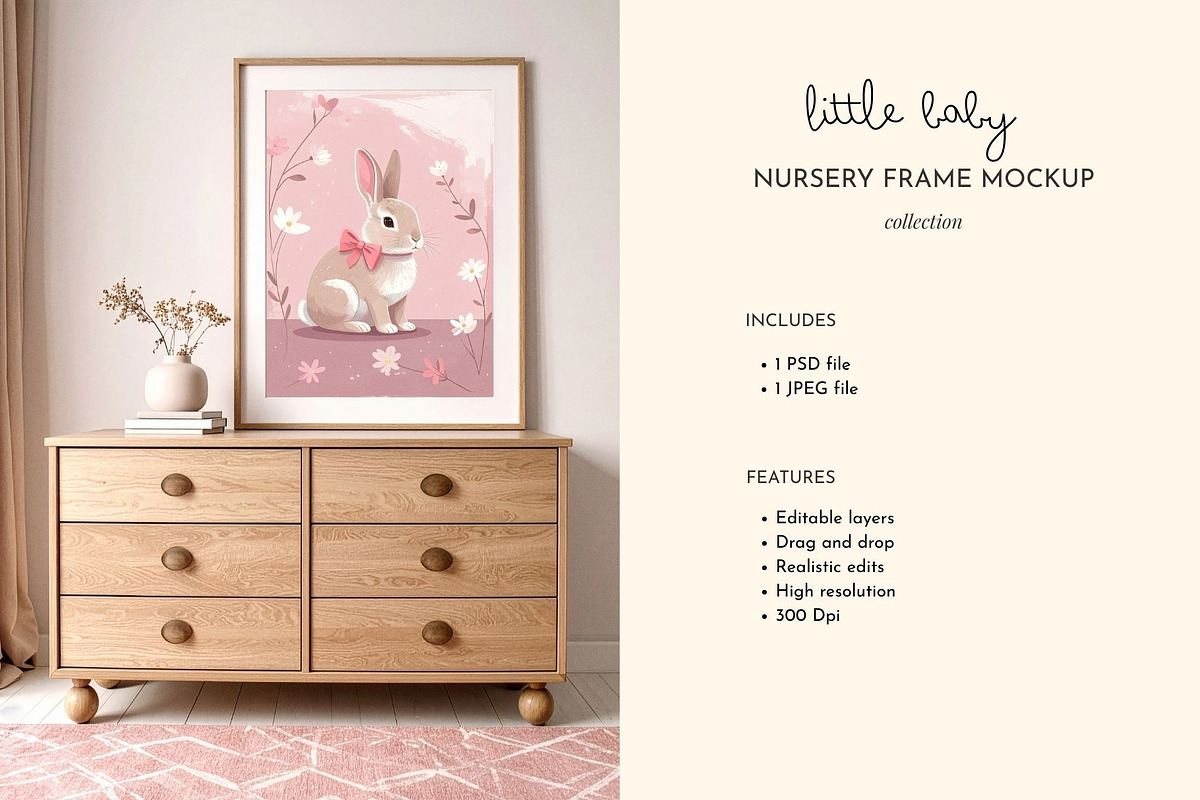 Girls Nursery Frame Mockup, a Household Mockup by Coco & Cub Studio (Photo 3 of 5)