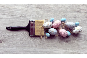 Paintbrush with pastel-colored, a Photo by tilialucida