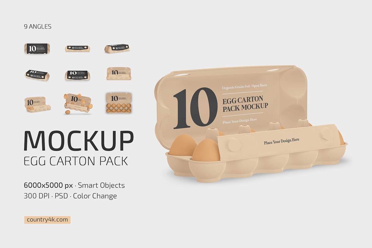 Egg Carton Pack Mockup Set, a Cups & Container Mockup by Country4k (Photo 1 of 4)