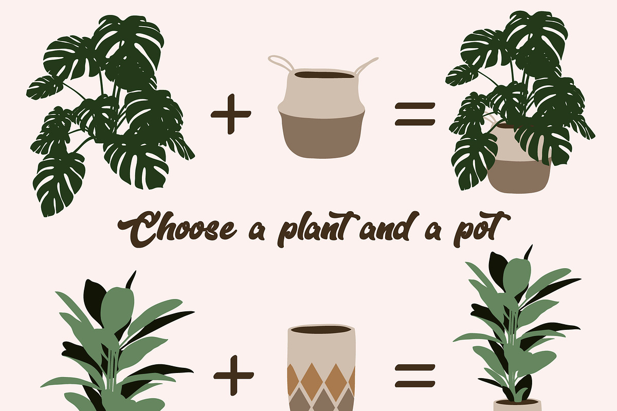 Boho house plants clipart, a Decorative Illustration by ApetekMarket (Photo 2 of 5)