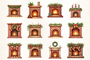 Christmas Fireplace Scene Clipart, an Illustration by CrexoraLab (Thumbnail 5 of 5)