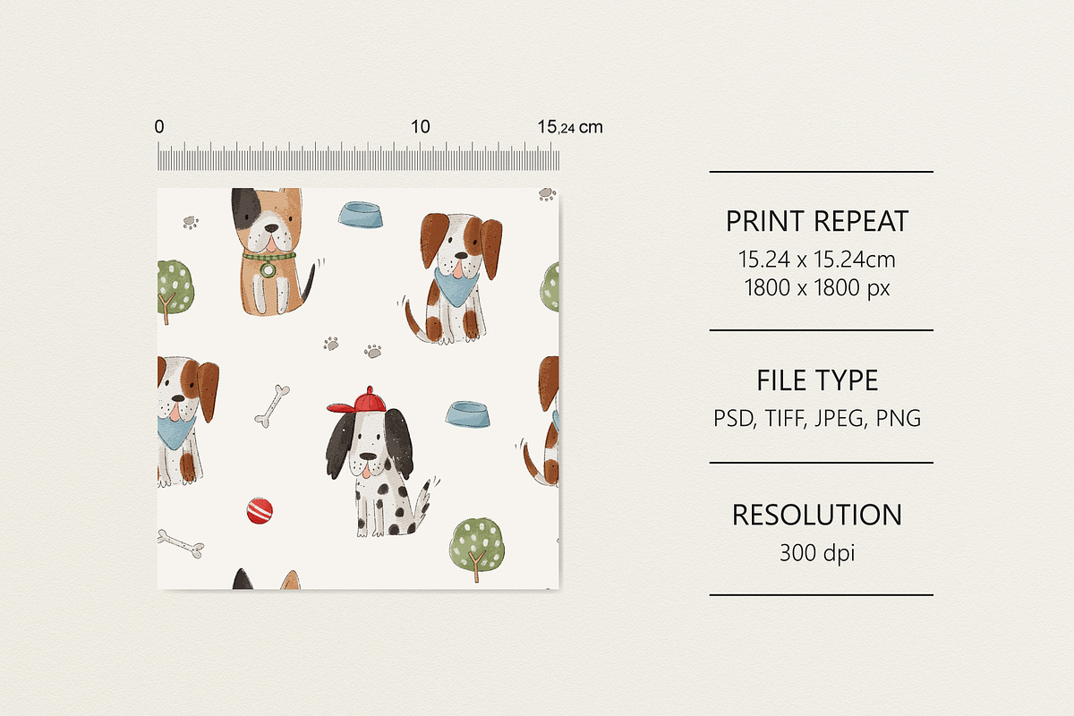 Pattern with dogs, a Pattern Graphic by Olena Kuznietsova (Photo 3 of 5)
