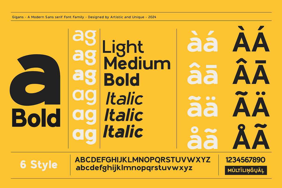 Gigans - Sans serif font family, a Sans Serif Font by Artistic & Unique (Photo 2 of 15)