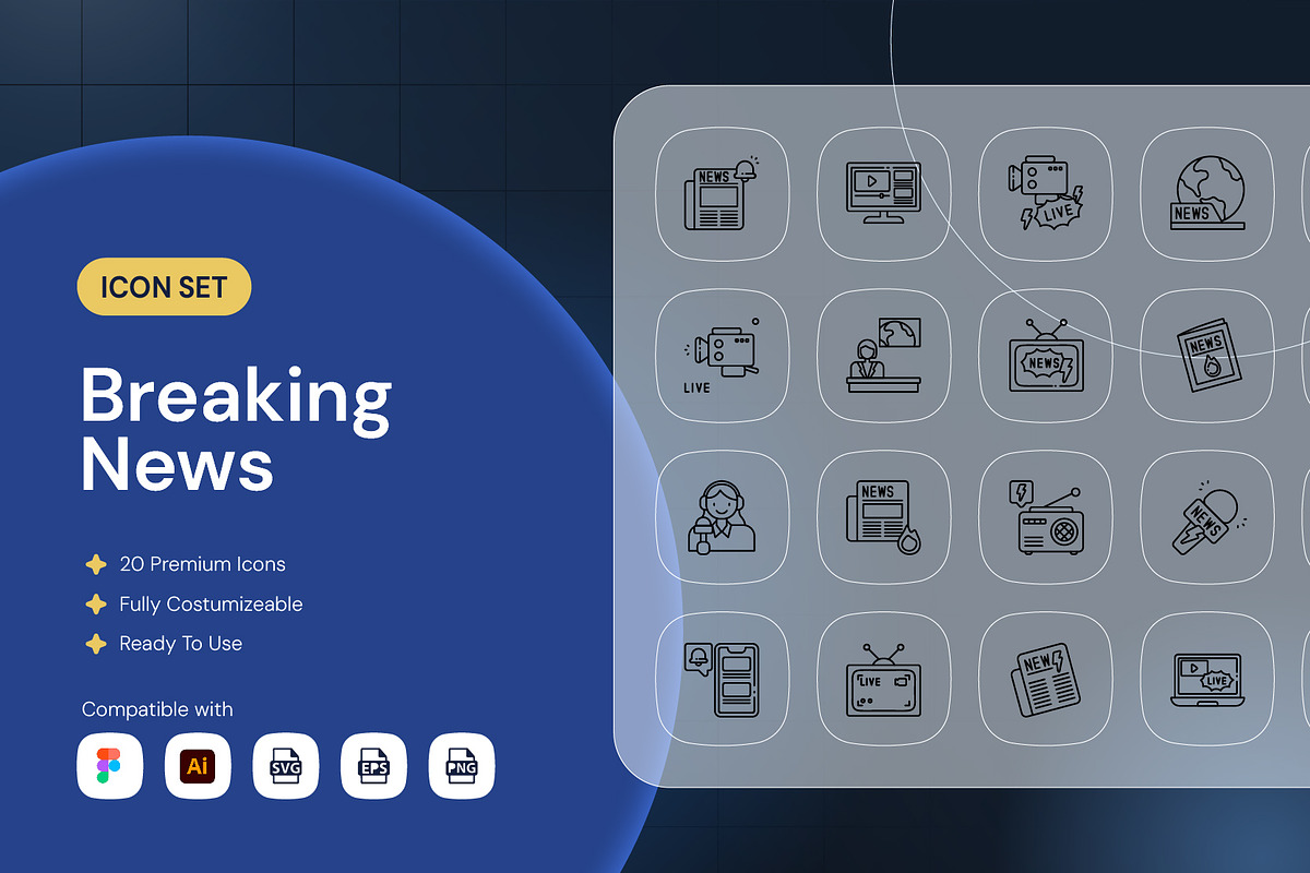 Breaking News Icon, an Outline Icon by Nathaya Studio (Photo 1 of 2)
