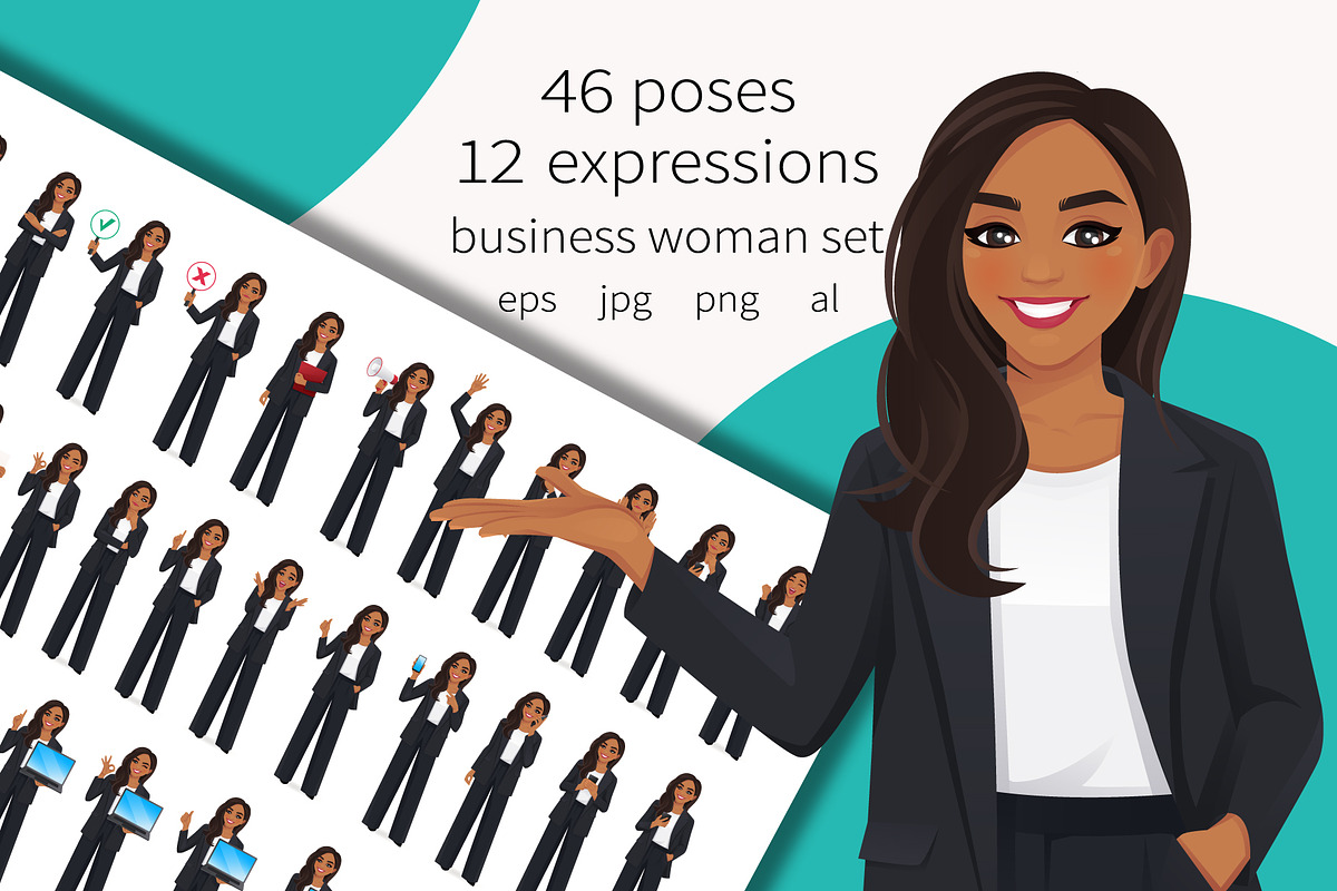 Confident business woman set, a Person Illustration by Volha Hlinskaya (Photo 1 of 6)
