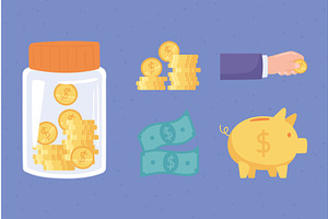 investment education set, an Object Illustration by studiogstock