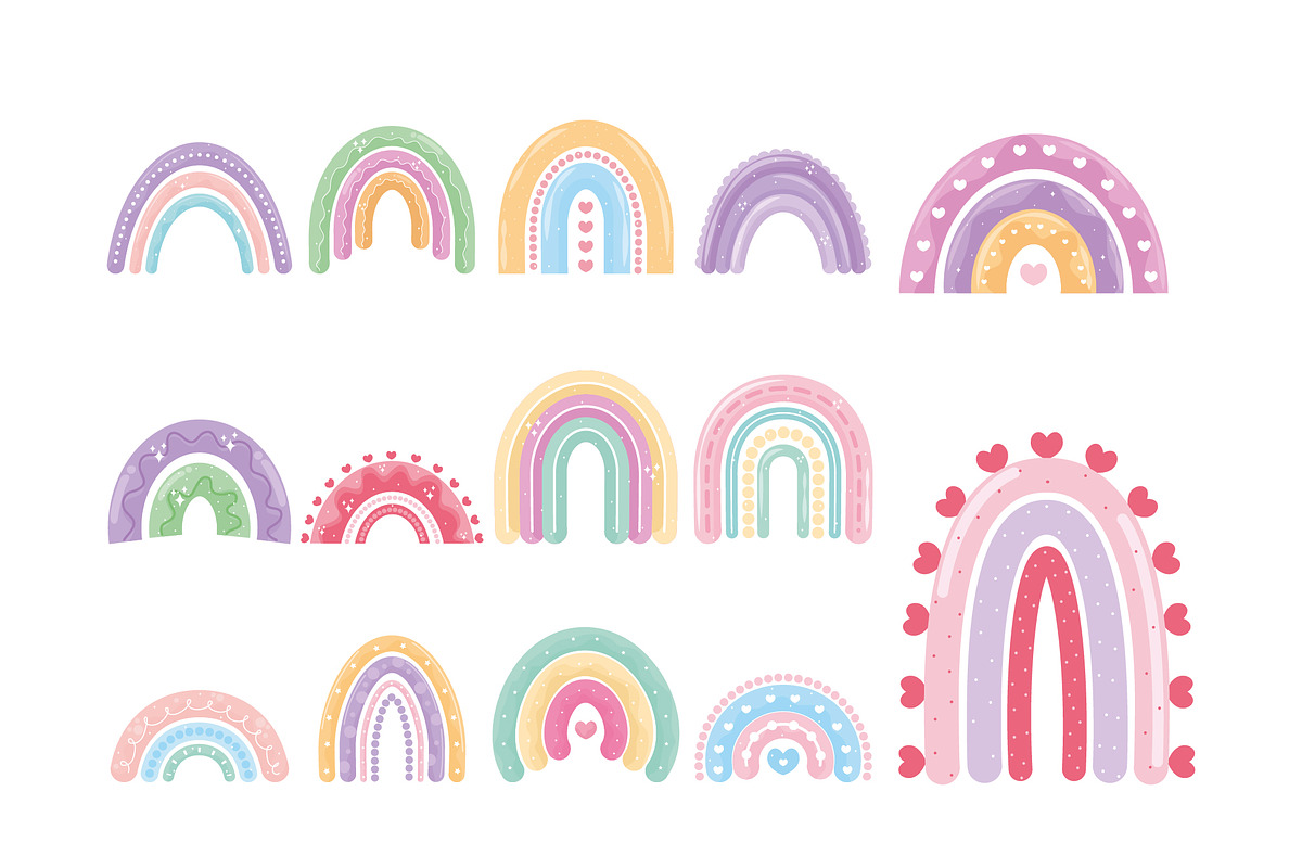 Kawaii Rainbow Illustration Set