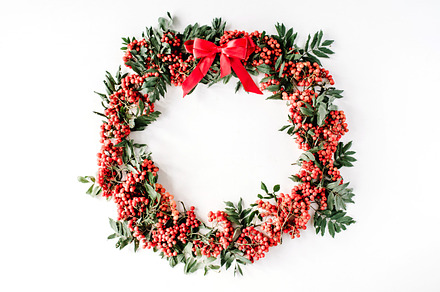 Christmas wreath frame featuring rowan, autumn wallpaper, and autumn, a Holiday Photo by Floral Deco