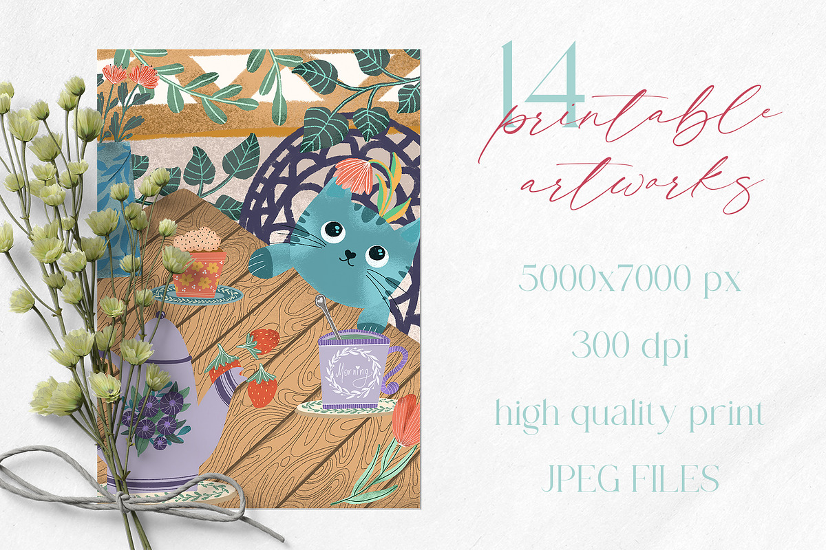 Purrfect cats printable illustration, an Animal Illustration by Yelloo Fish (Photo 4 of 8)
