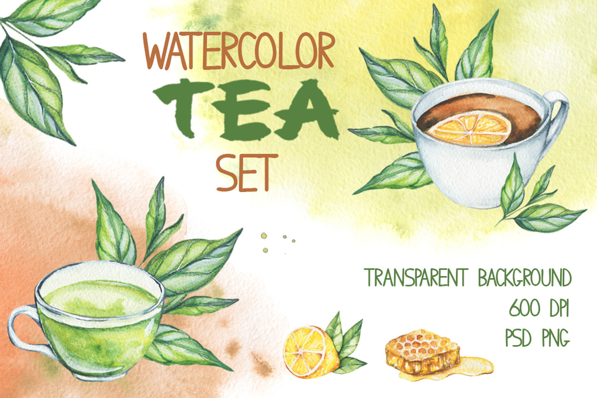 Watercolor Tea Set, a Food Illustration by Imaginasty (Photo 1 of 4)