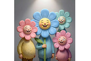 Happy Flower Family, a Person Illustration by Sharon Schwalbe (Thumbnail 4 of 5)
