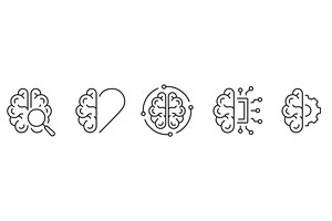 Tech Science and Human Brain Icons, an Illustration by Gentle Studio