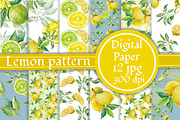 Lemons and limes Digital Paper Pack, a Pattern Graphic by AkvarelRiver (Thumbnail 1 of 5)