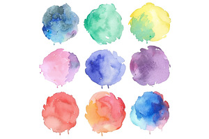 Watercolor round blot collection, an Illustration by piter.goskov