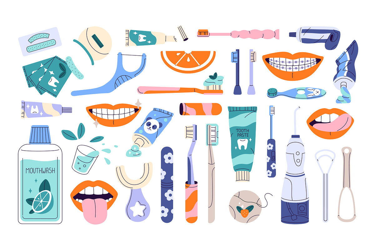Tooth care set, patterns, banner, a Healthcare Illustration by PaperTrident (Photo 1 of 7)