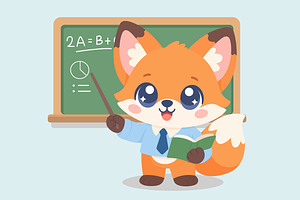 Cute Cartoon Fox Teacher, an Animal Illustration by Artpon Illustration
